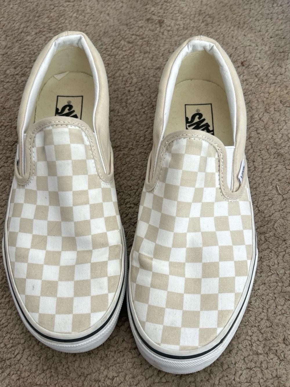 Vans Slip-On Checkerboard Sneakers - Cream/White